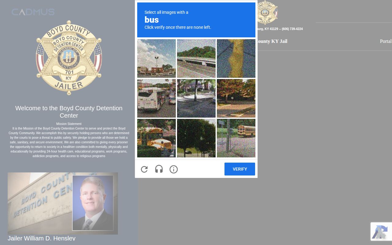 Boyd County Cadmus current inmate search interface